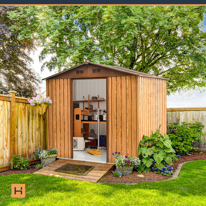 HAPPATIO 7 ft. 5 in. W x 5 ft. 5 in. D Metal Storage Shed Wayfair